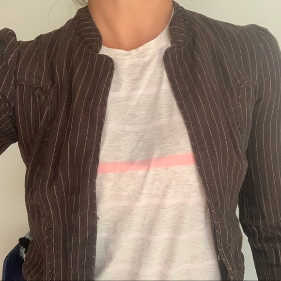 Free People Brown & Tan PinStriped Sport Jacket - Picture 2 of 2